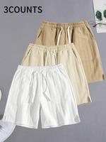 Men's Solid Color Drawstring Waist Shorts, Baggy Regular Fit Casual Comfy Breathable Shorts for Summer, Men's Bottoms for Da...