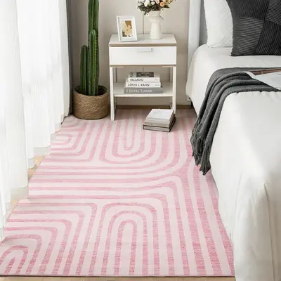 Garvee 5X7 Area Rugs Washable Non-Slip Low-Pile Soft Floor Carpet for Bedroom Living Room Dining Room Pink