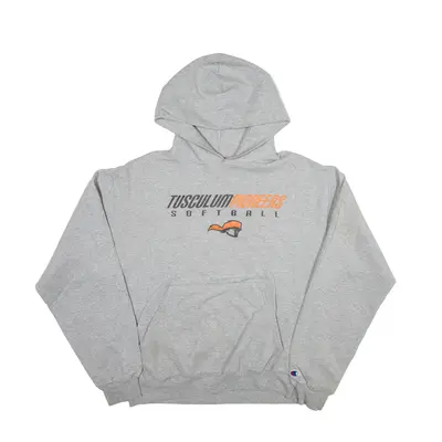 CHAMPION Tusculum Pioneers Softball USA Hoodie Grey Pullover Mens M