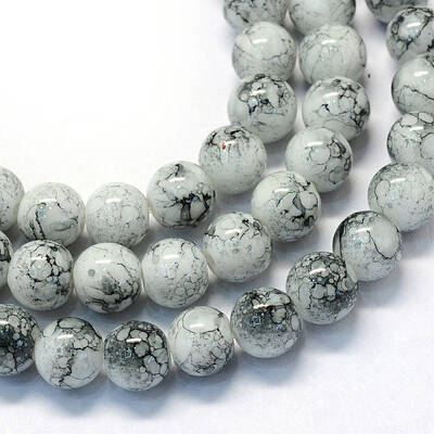 Baking Painted Glass Round Bead Strands