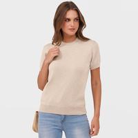ANRABESS Womens Short Sleeve Sweaters Wool Blend Crew Neck Sweater Shirts Business Casual Work Tops 2025 Summer Basic Womensw...