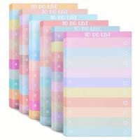 Portable Colorful Notepad, 1 Count 30 Sheets Bright Color Line Non-adhesive Sticky Note Pad, Colorblock Note Pad for Home & S...
