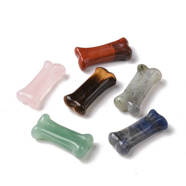 Natural Mixed Gemstone Dog Bone Shape Sculptures