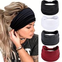 Solid Color Sports Hairband, 4 Counts/set Soft Comfortable Breathable Sweatband for Women & Men, Sports Hairband for Yoga, Ru...