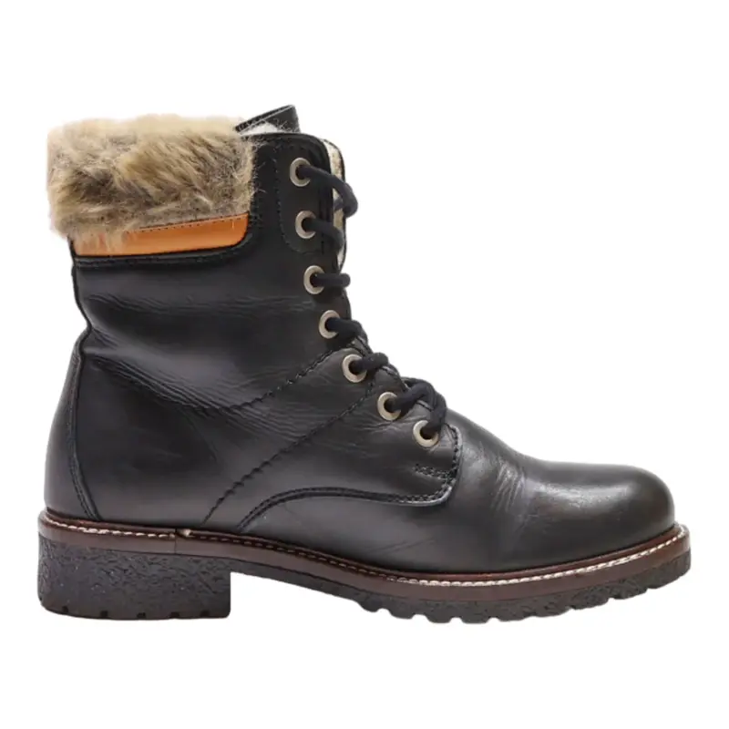 TAMARIS Lace-Up Boots Black Leather Womens UK 7