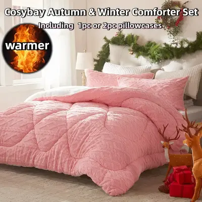 Cosybay Halloween Plush Sherpa comforter set Queen size(Twin size:2pcs),Heavyweight holiday bedding set,Cozy thick Snowflake ...