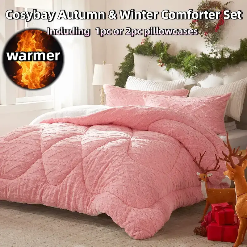 Cosybay Halloween Plush Sherpa comforter set Queen size(Twin size:2pcs),Heavyweight holiday bedding set,Cozy thick Snowflake ...