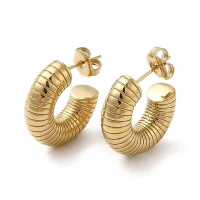 304 Stainless Steel Croissant Stud Earrings