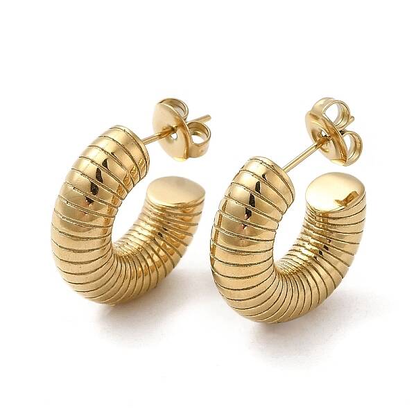 304 Stainless Steel Croissant Stud Earrings