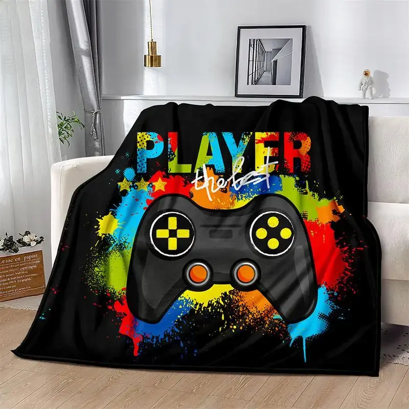 Game Controller Pattern Blanket, 1/2 Counts Soft Comfortable Throw Blanket, Warm Napping Blanket for Home Office Travel Camp...