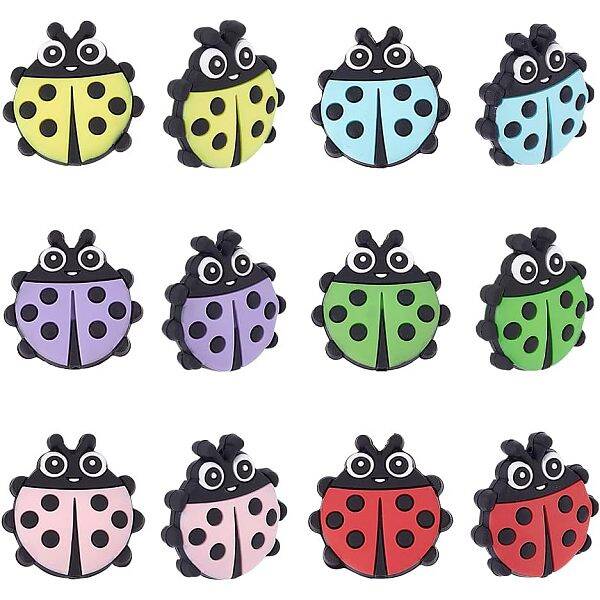 12Pcs 6 Colors Food Grade Eco-Friendly Silicone Beads