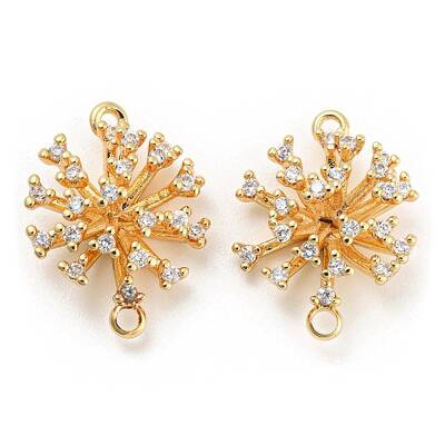 Brass Micro Pave Clear Cubic Zirconia Connector Charms