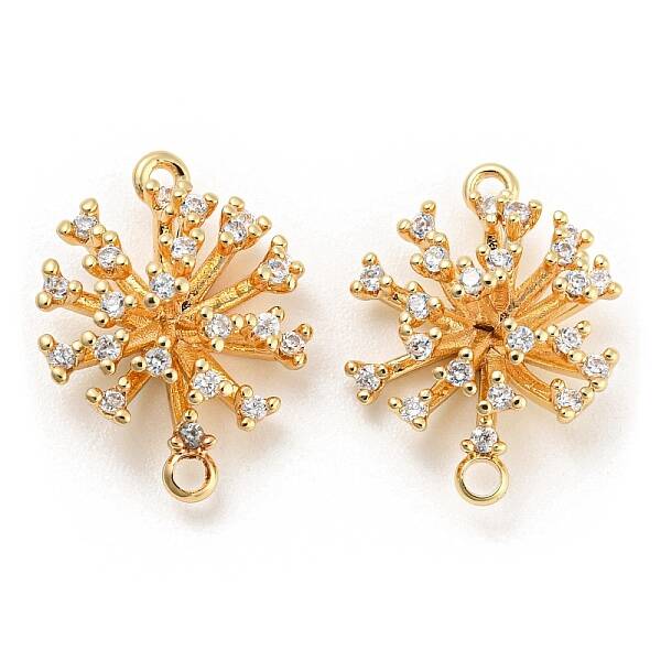 Brass Micro Pave Clear Cubic Zirconia Connector Charms