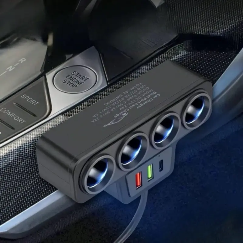 4 in 1 Car Charger, 12V/24V Car Charger with QC3.0 & USB & PD Port, Fast Charging Car Charger for Most Devices