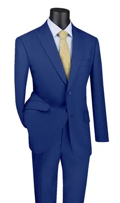 Vinci Men's 2 Piece Modern Fit Executive Suit Pure Solid