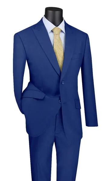 Vinci Men's 2 Piece Modern Fit Executive Suit Pure Solid