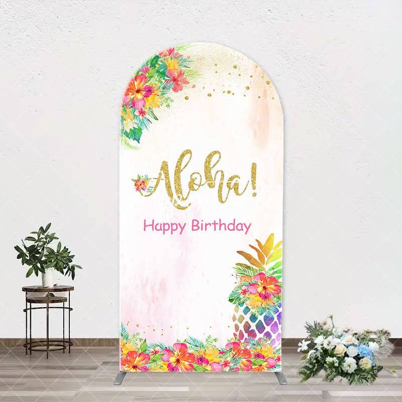 Aloha Floral Pineapple Arch Backdrop For Birthday