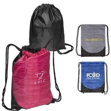 100 Promotional Rio Grande Drawstring Sling Bag - Zippered Pocket