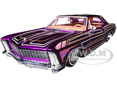 1965 Buick Riviera Lowrider Purple Metallic with Graphics Lowriders Series 1/26 Diecast Model Car by Maisto