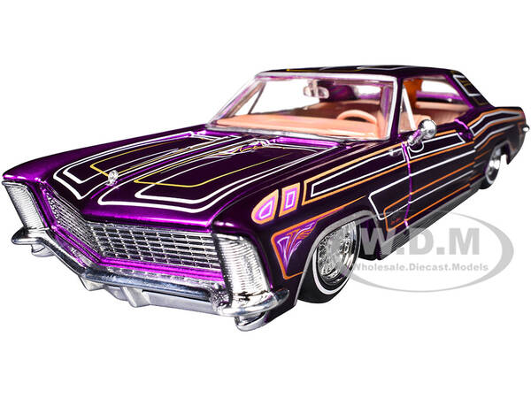 1965 Buick Riviera Lowrider Purple Metallic with Graphics Lowriders Series 1/26 Diecast Model Car by Maisto