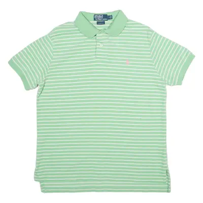 POLO RALPH LAUREN Custom Fit Mens Polo Shirt Green Striped L