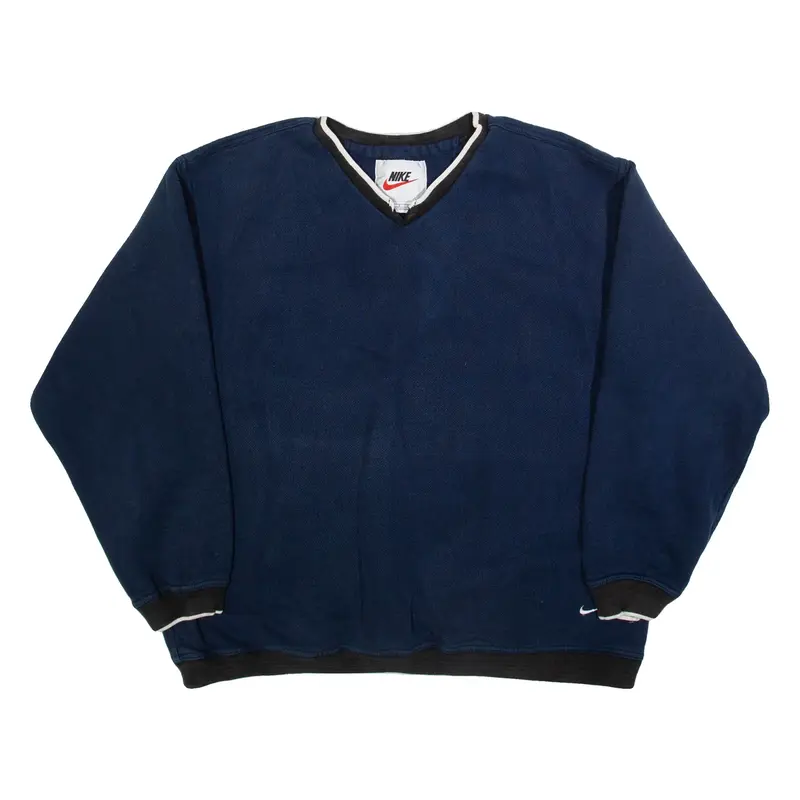 NIKE Mens Sweatshirt Blue V-Neck L