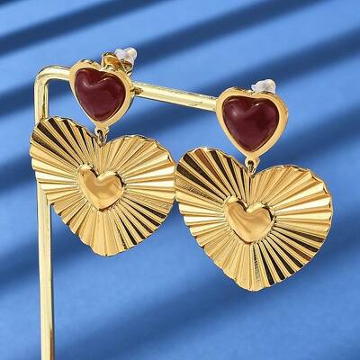 304 Stainless Steel Dangle Stud Earrings with Resin