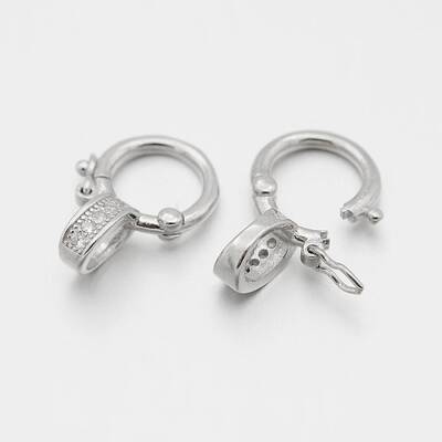 Rhodium Plated 925 Sterling Silver Micro Pave Cubic Zirconia Twister Clasps