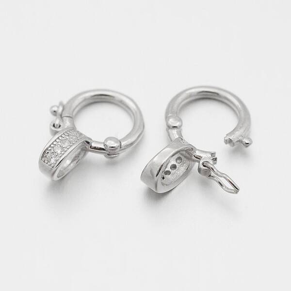 Rhodium Plated 925 Sterling Silver Micro Pave Cubic Zirconia Twister Clasps