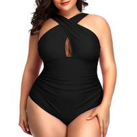 Daci Womens Front Cross Plus Size One Piece Swimsuits Tummy Control Keyhole Bathing Suits Swimwear  #outdoorfun