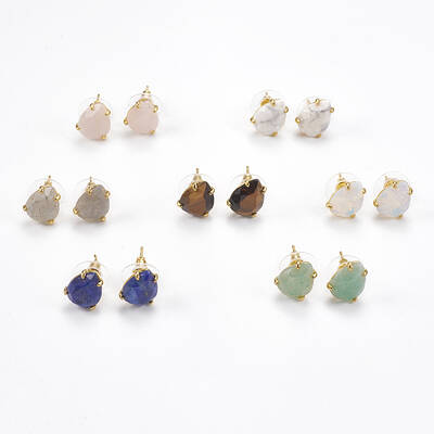 Natural & Synthetic Gemstone Stud Earrings