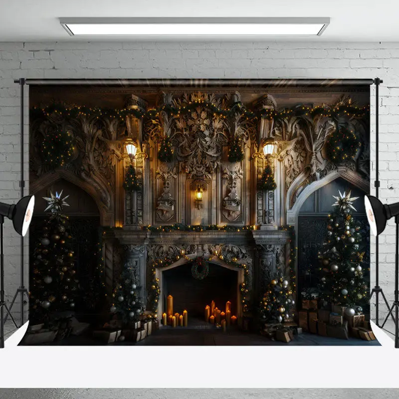 Christmas Trees Luxury White Wall Photo Backdrop