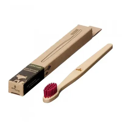 Kids 100% Plant-Based Beech Wood Toothbrush - Fox (FSC 100%) | Color: Red