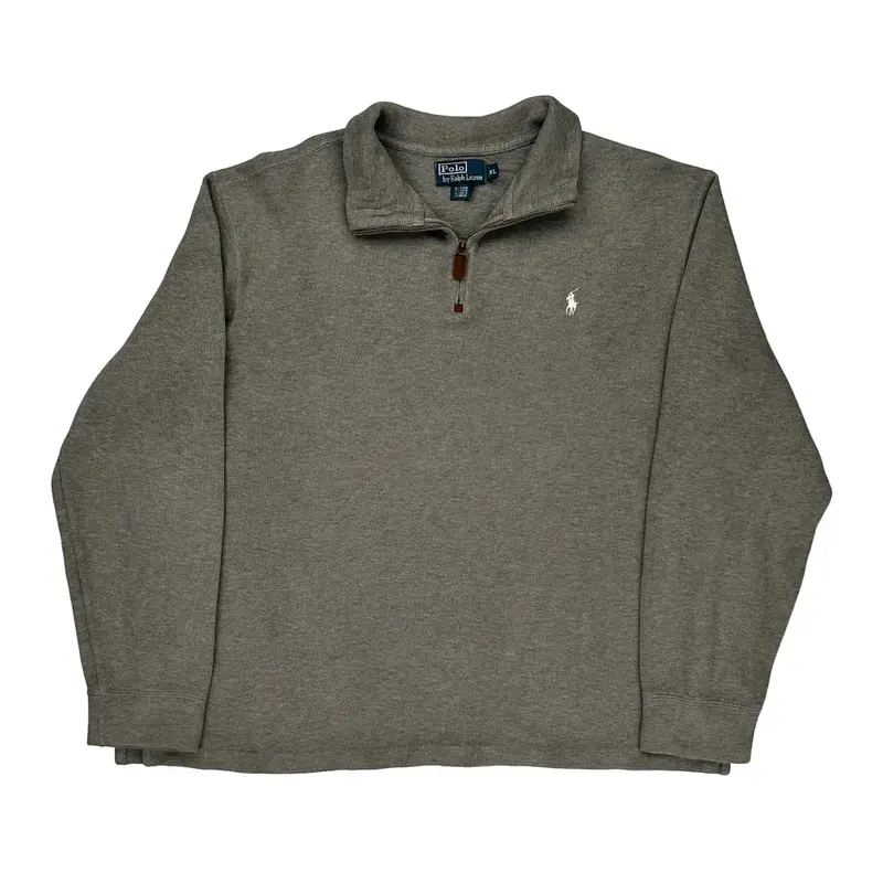 Ralph Lauren 1/4 Zip - XL Grey Cotton