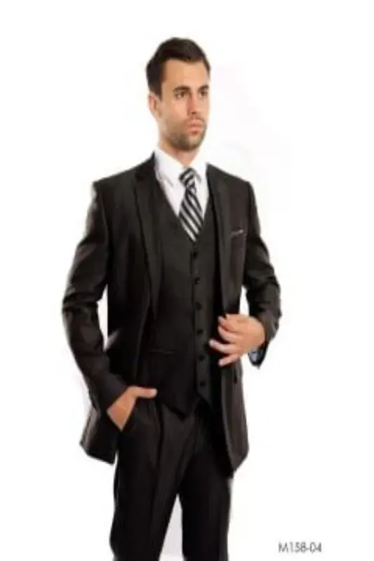 Tazio Men's Outlet 3-Piece Executive Textured Solid Suit