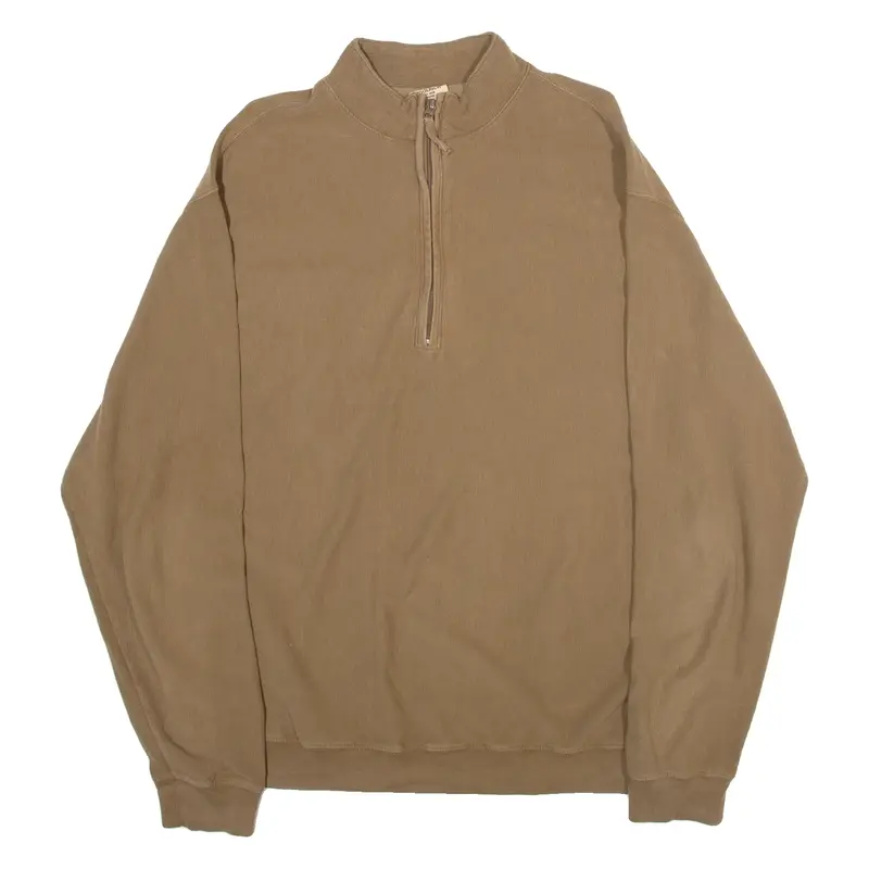 WOOLRICH Mens Sweatshirt Brown 1/4 Zip 80s L