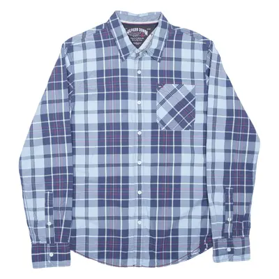 TOMMY HILFIGER Shirt Blue Plaid Long Sleeve Mens M