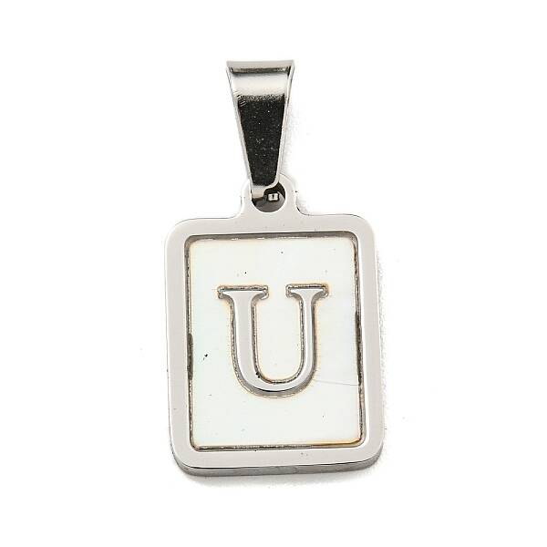 304 Stainless Steel Pave Natural White Shell Pendants