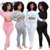 Two Piece Set Women Two Piece Outfits 2 Piece Sets Women Outfit Tracksuit Club Outfits for Female Winter Clothes Stacked Pant...