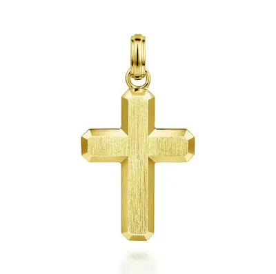 Sterling Silver with Yellow Gold Plated Brushed Cross Pendant Charms