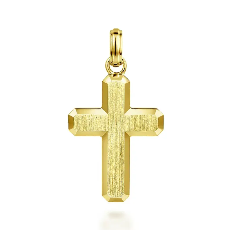 Sterling Silver with Yellow Gold Plated Brushed Cross Pendant Charms
