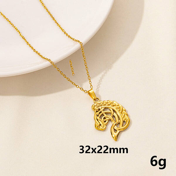 304 Stainless Steel Horse Pendant Necklaces