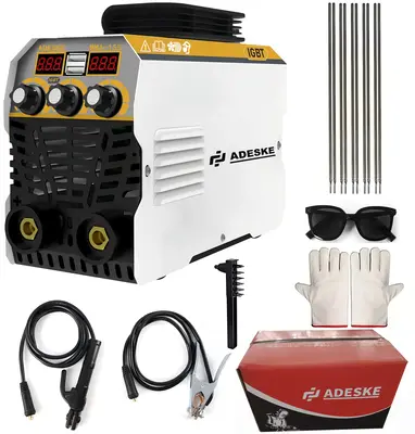 ADESKE MMA-155 Portable Welding Machine – Dual Voltage 110/220 volts , 120A Output, Digital Display, Overload Protection, C...