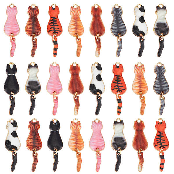 30Pcs Rack Plating Alloy Enamel Pendants