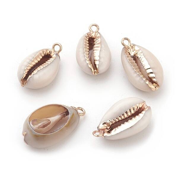 Electroplate Cowrie Shell Pendants