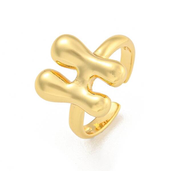 Brass Letter Open Cuff Rings for Women