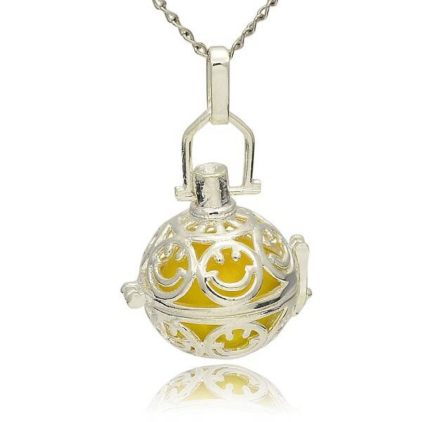 Silver Color Plated Brass Hollow Round Cage Pendants