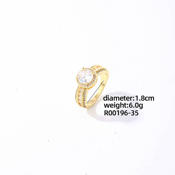 Shiny Round Fashion Brass Rhinestone Ring