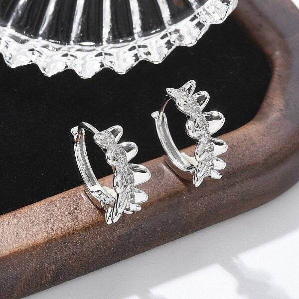 Brass Clear Cubic Zirconia Hoop Earrings