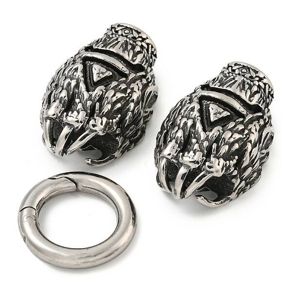Tibetan Style 304 Stainless Steel Spring Gate Rings